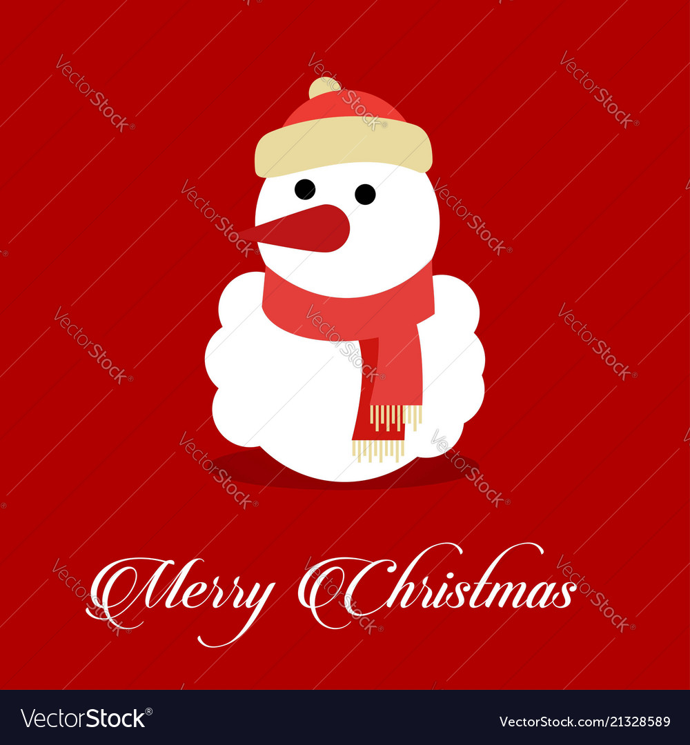 Snowman with red background typographic vector image Snowman with red background typographic