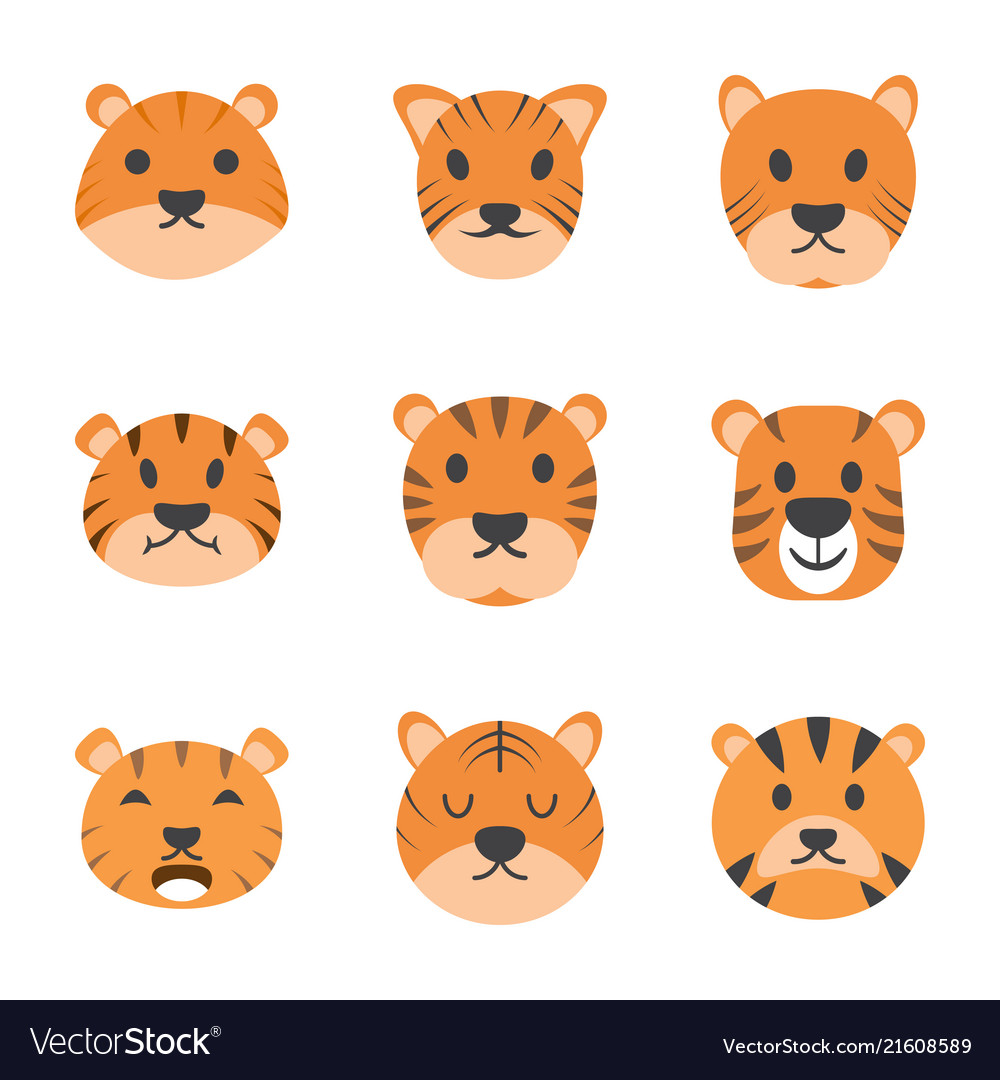 Tiger cartoon icons Royalty Free Vector Image - VectorStock