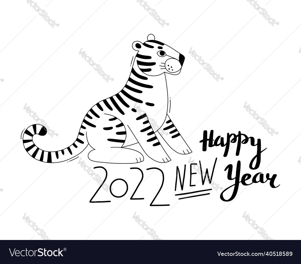 Tiger is the zodiac symbol of the 2022 new Vector Image