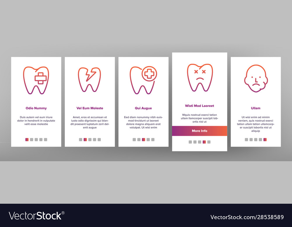 Toothache onboarding icons set