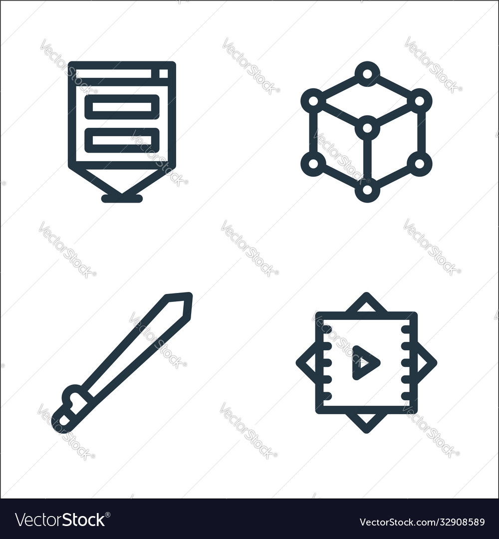 Virtual reality line icons linear set quality vector image Virtual reality line icons linear set quality