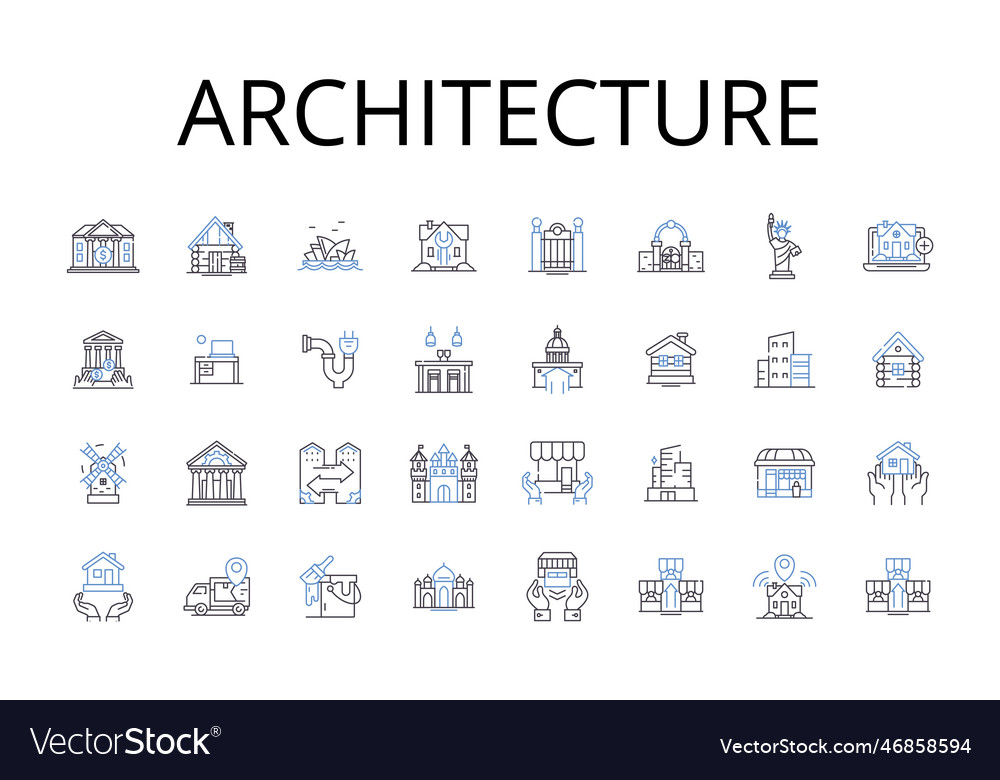 Architecture line icons collection engineering Vector Image Architecture line icons collection engineering
