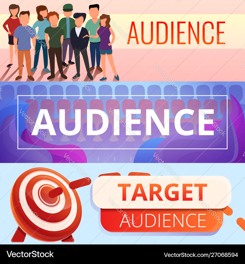 Audience Banner Set Cartoon Style Royalty Free Vector Image