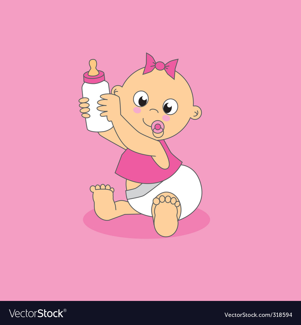 Baby with pink bottle