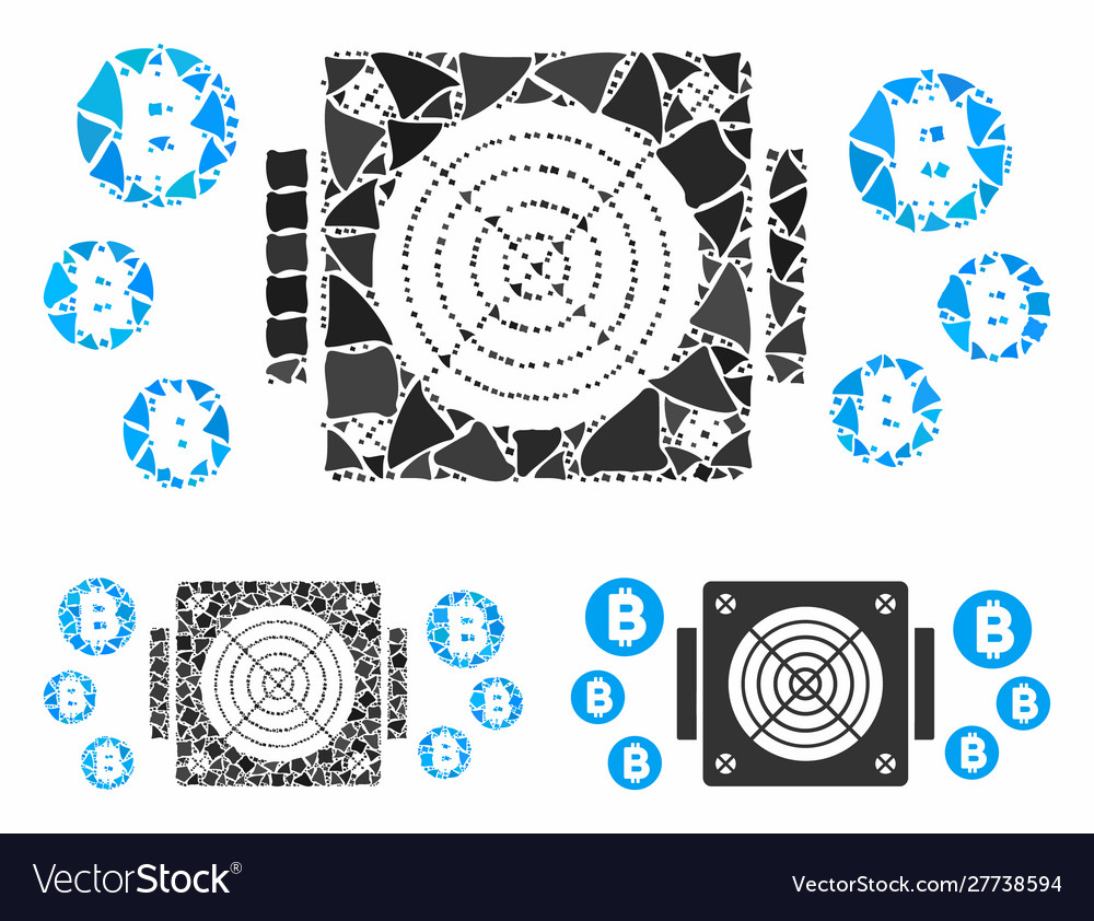 Bitcoin mining asic device composition icon vector image Bitcoin mining asic device composition icon