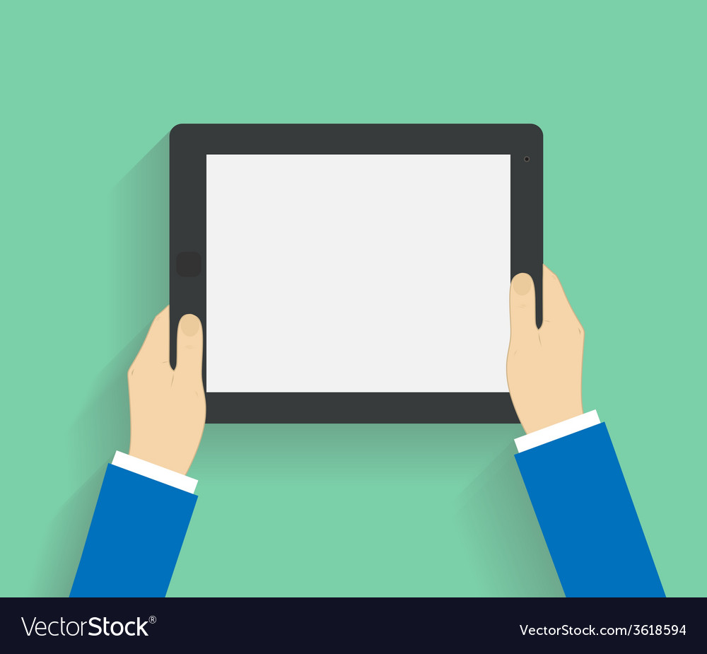 Business man holds holding tablet computer