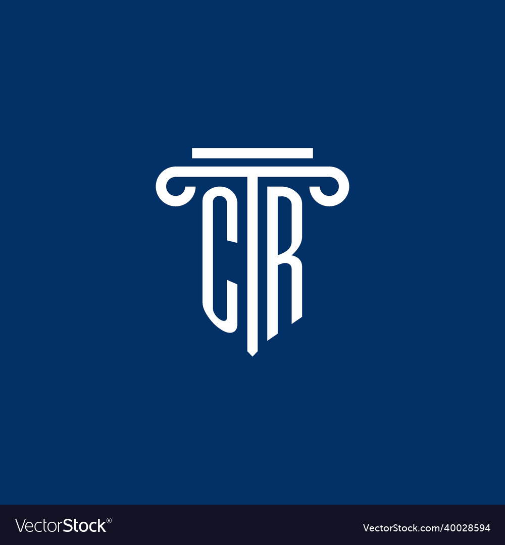 Cr initial logo monogram with simple pillar icon