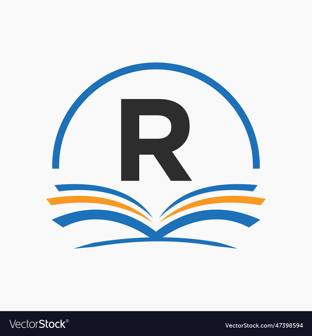 Letter r education logo book concept training