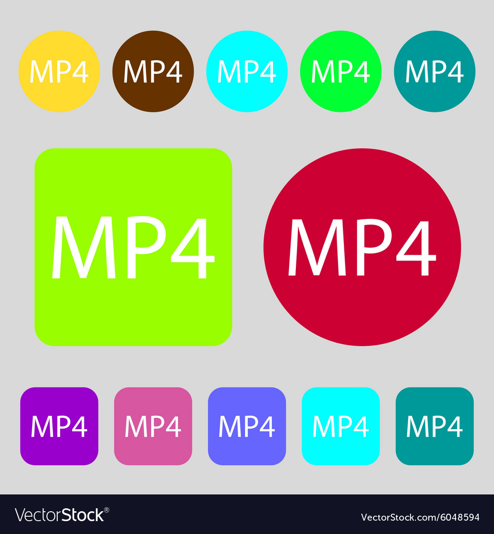 Mpeg4 video format sign icon symbol 12 colored Vector Image