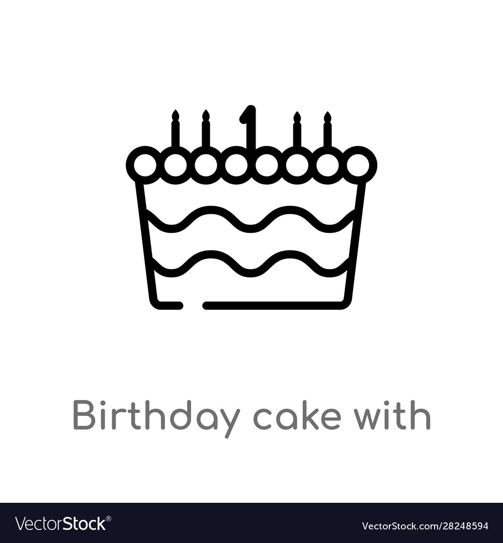 Outline birthday cake with one candle icon