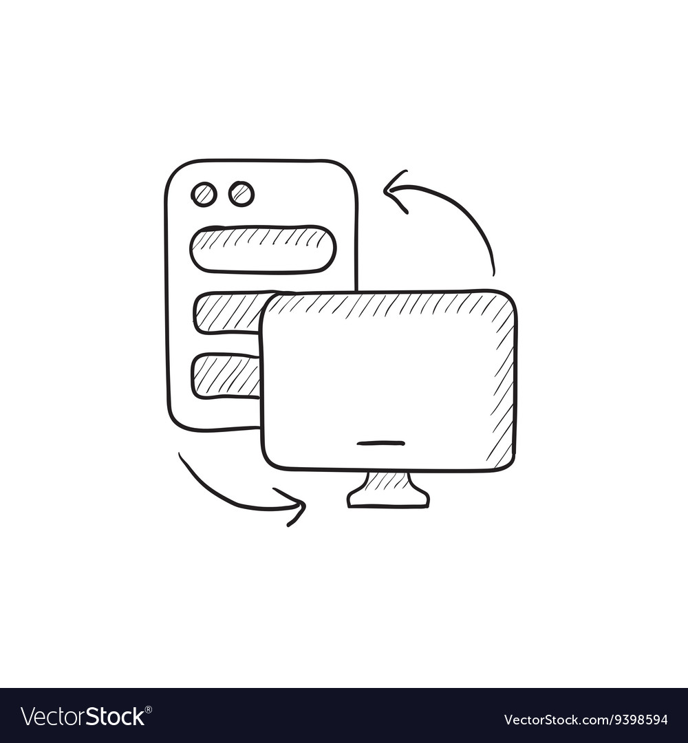 Personal computer set sketch icon