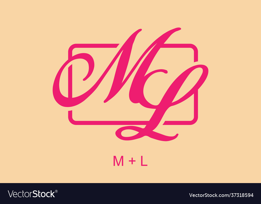 Rectangle pink color ml initial letter