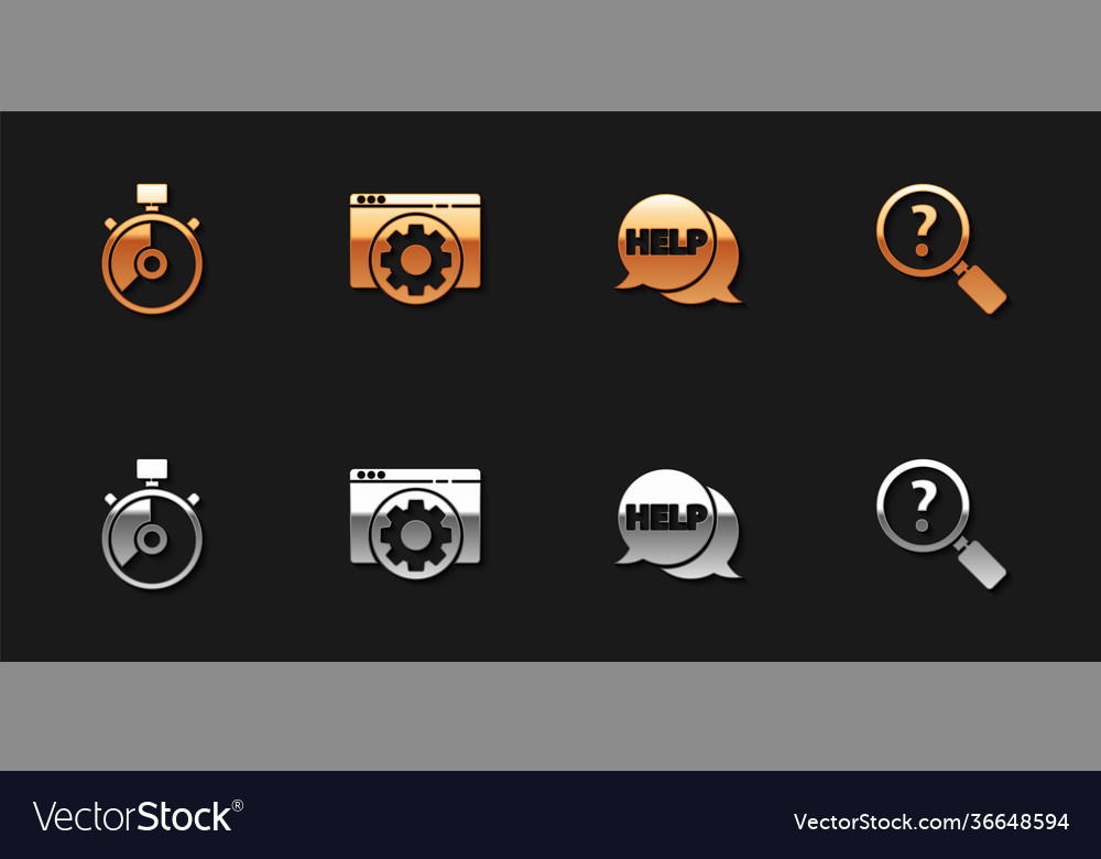 Set stopwatch browser setting speech bubble vector image Set stopwatch browser setting speech bubble