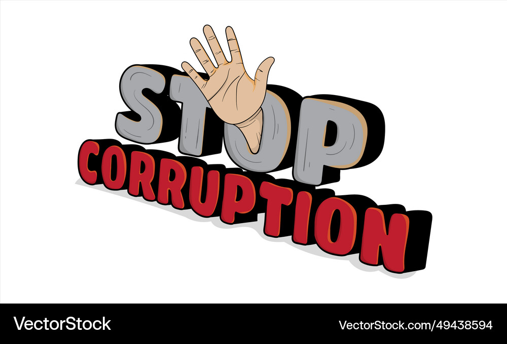 Stop corruption typography template with the hand Vector Image
