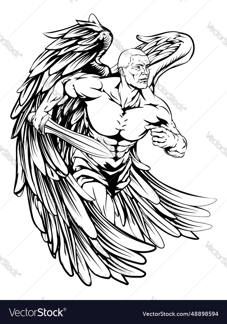 Sword angel character Royalty Free Vector Image