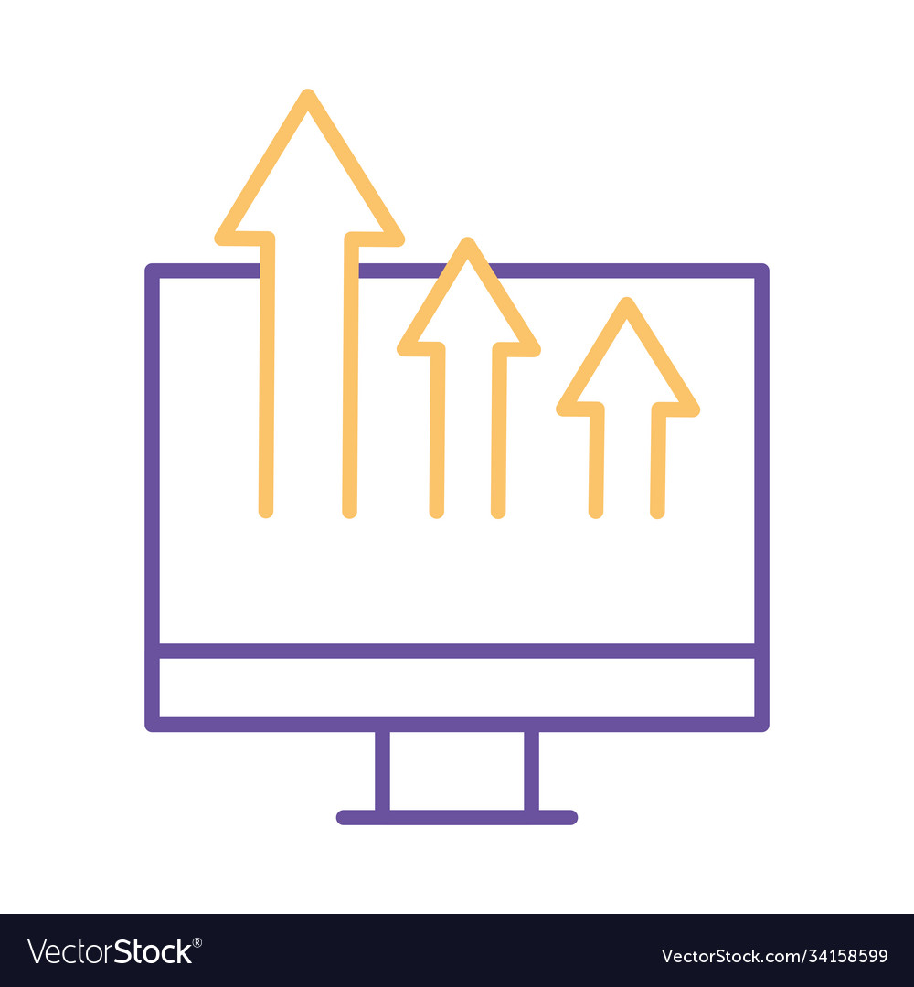 Computer with increase arrows line style icon
