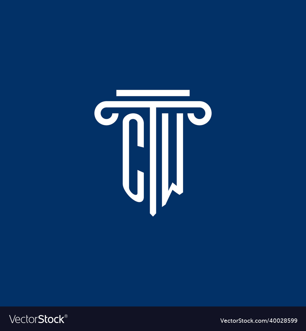 Cw initial logo monogram with simple pillar icon