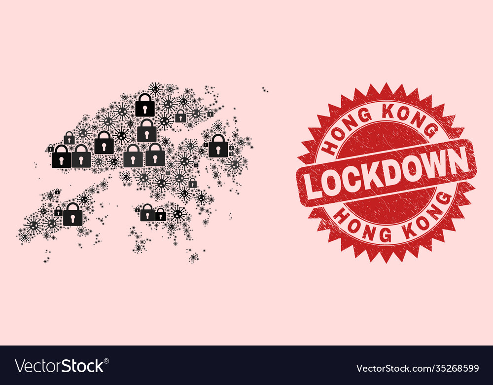 Hong kong map composition locks vector image Hong kong map composition locks