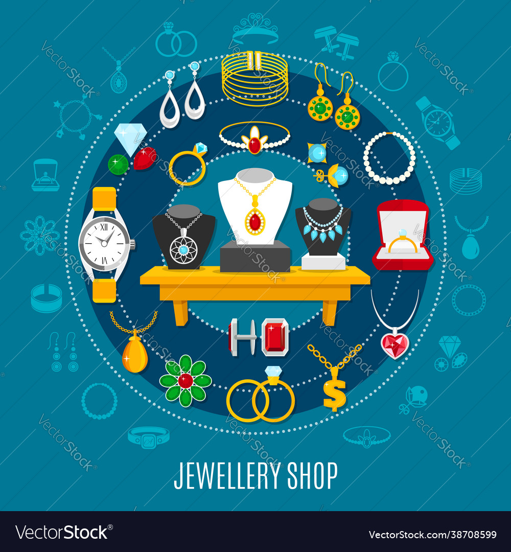 Jewelry shop round composition