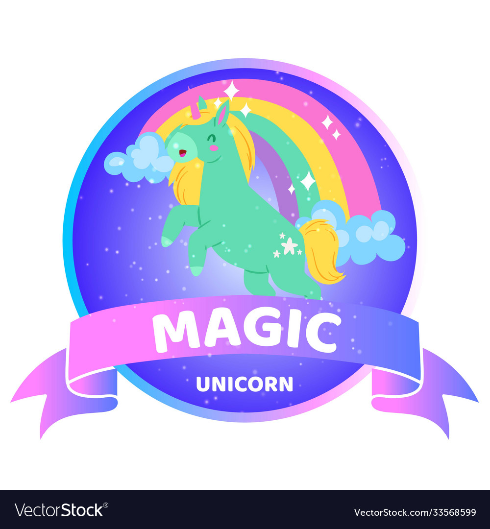 Magic unicorn banner inscription background