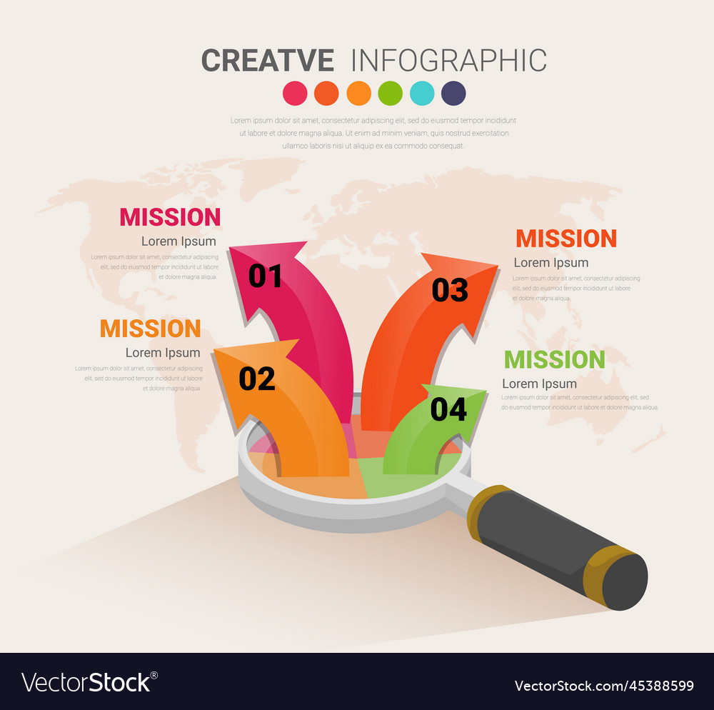 Magnifying glass divided into 4 parts simple Vector Image