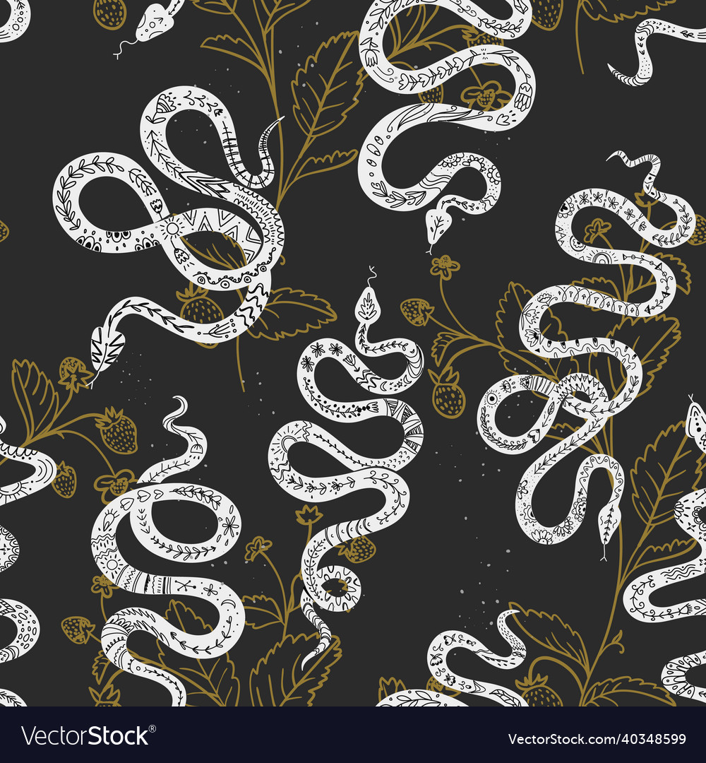 Mystical pattern with symbols of snakes vector image Mystical pattern with symbols of snakes