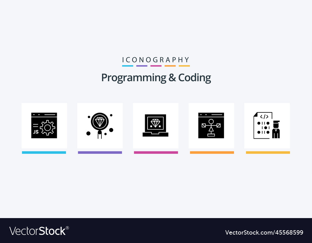 Programming and coding glyph 5 icon pack