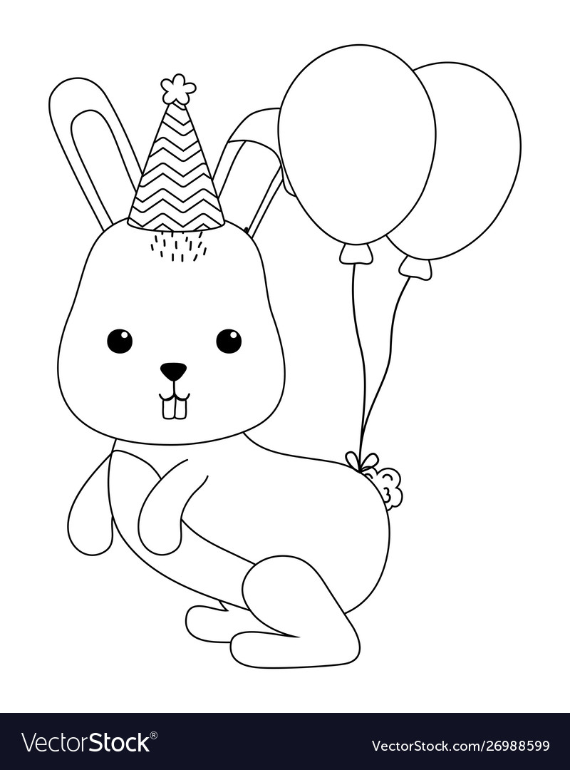 Rabbit cartoon with happy birthday icon design Vector Image