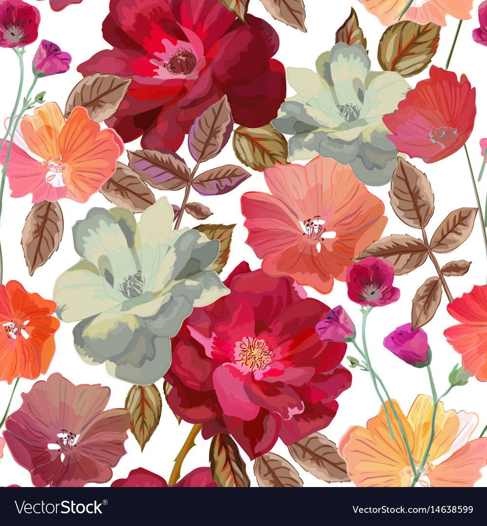Red Floral Seamless Pattern