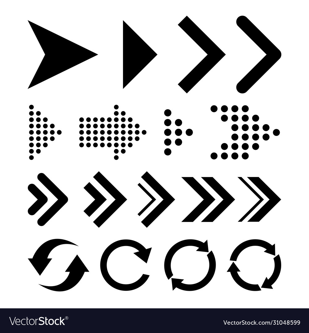 Set arrows simple lines curve sign isolated vector image Set arrows simple lines curve sign isolated