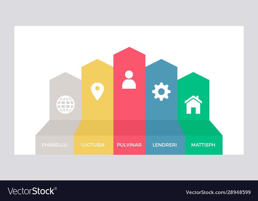 Set gelbe und rote blaue grüne Elemente