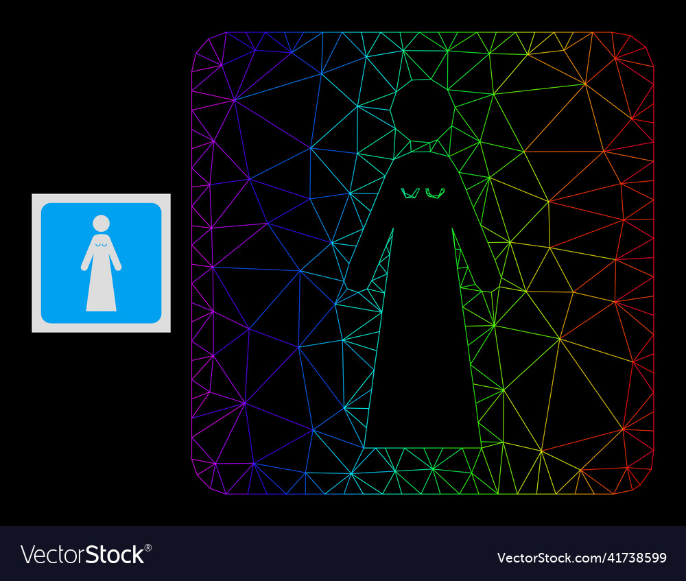 Spectral gradient polygonal net bride icon vector image Spectral gradient polygonal net bride icon