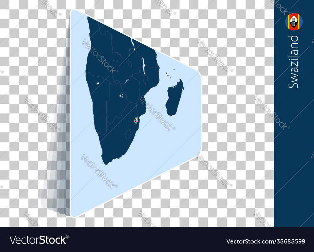 Swaziland map and flag on transparent background