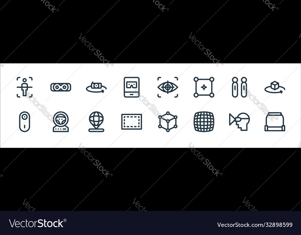 Virtual reality line icons linear set quality