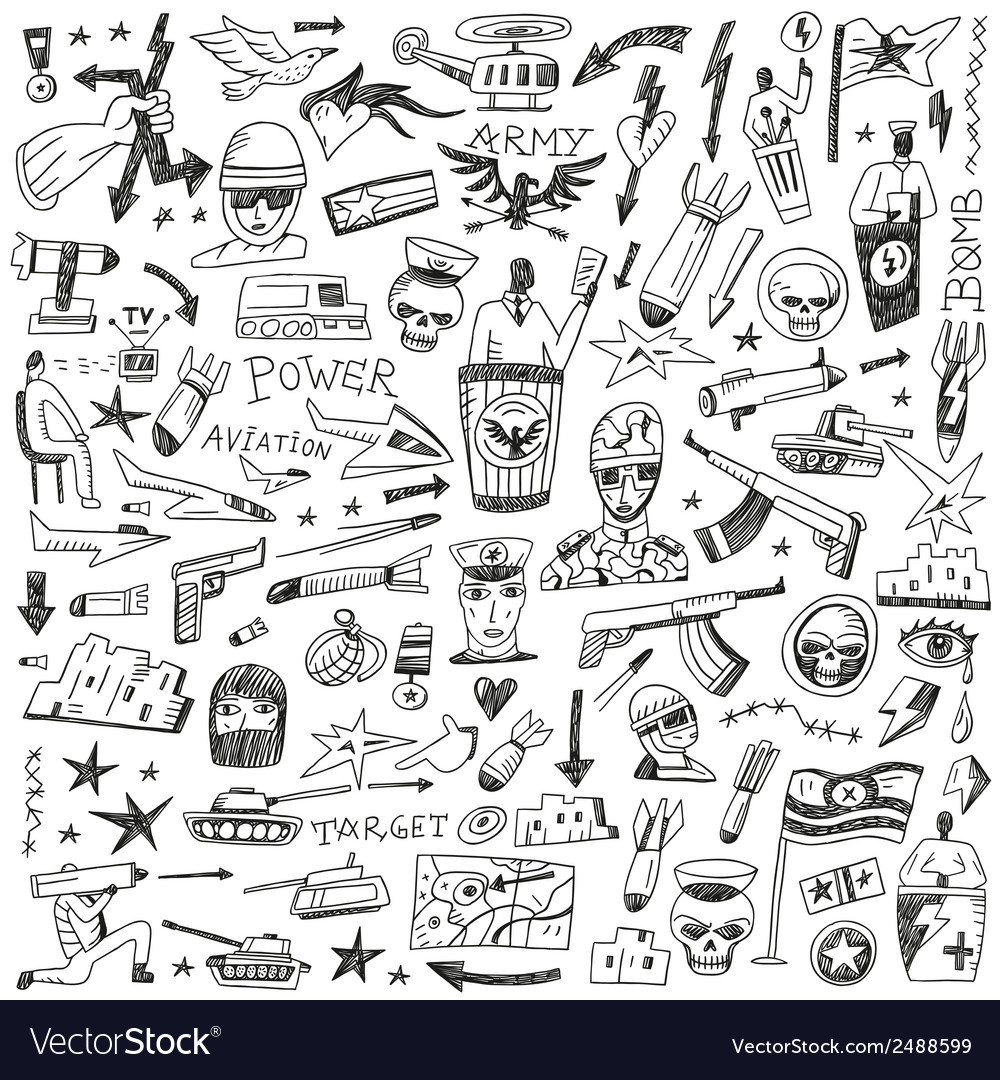 War Doodles Set Royalty Free Vector Image Vectorstock 6626