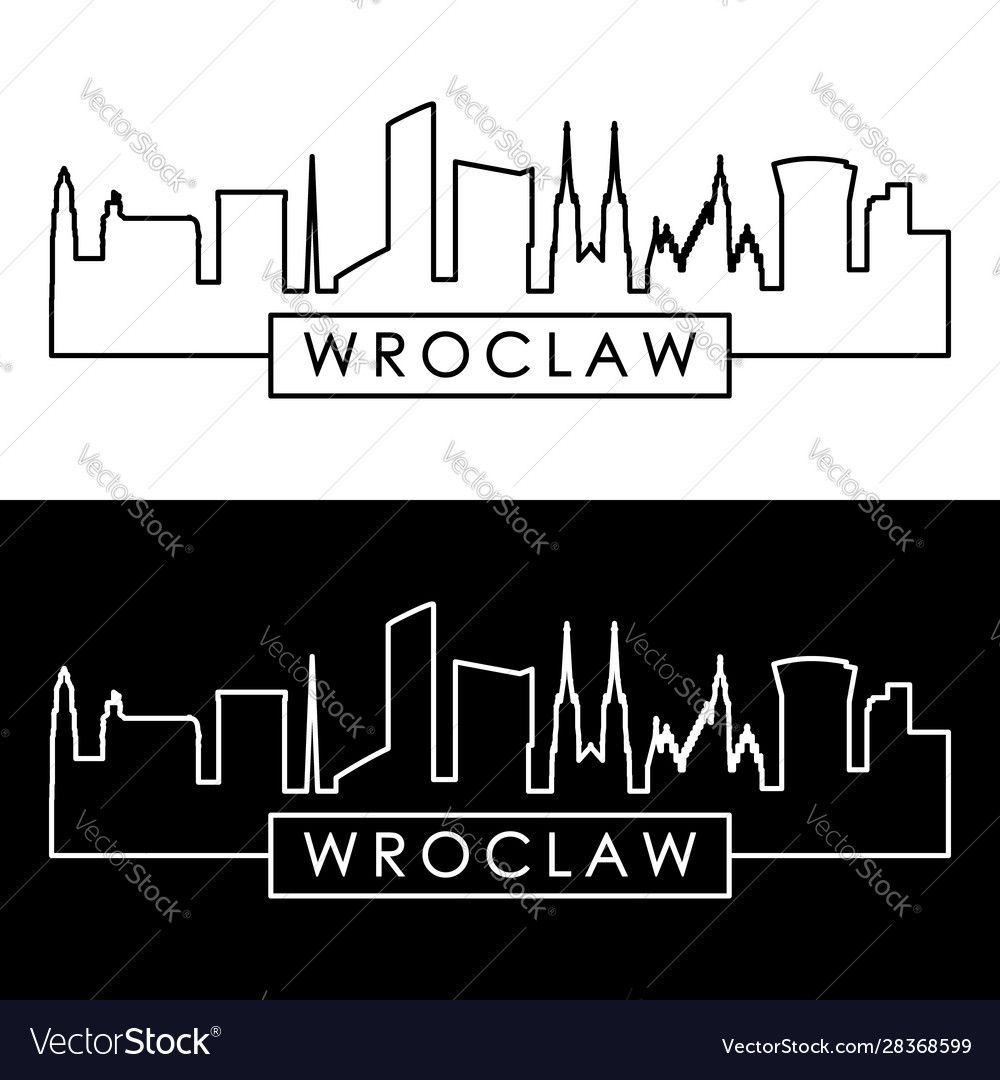 Wroclaw skyline linear style editable file