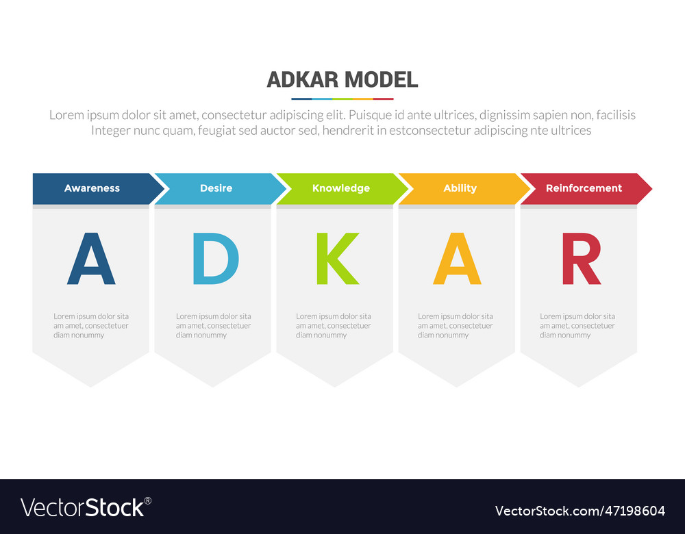 Adkar change management model stage infographics Vector Image