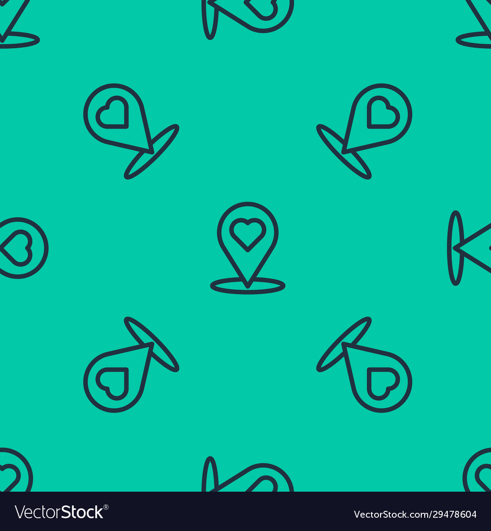 Blue line map pointer with heart icon isolated vector image Blue line map pointer with heart icon isolated