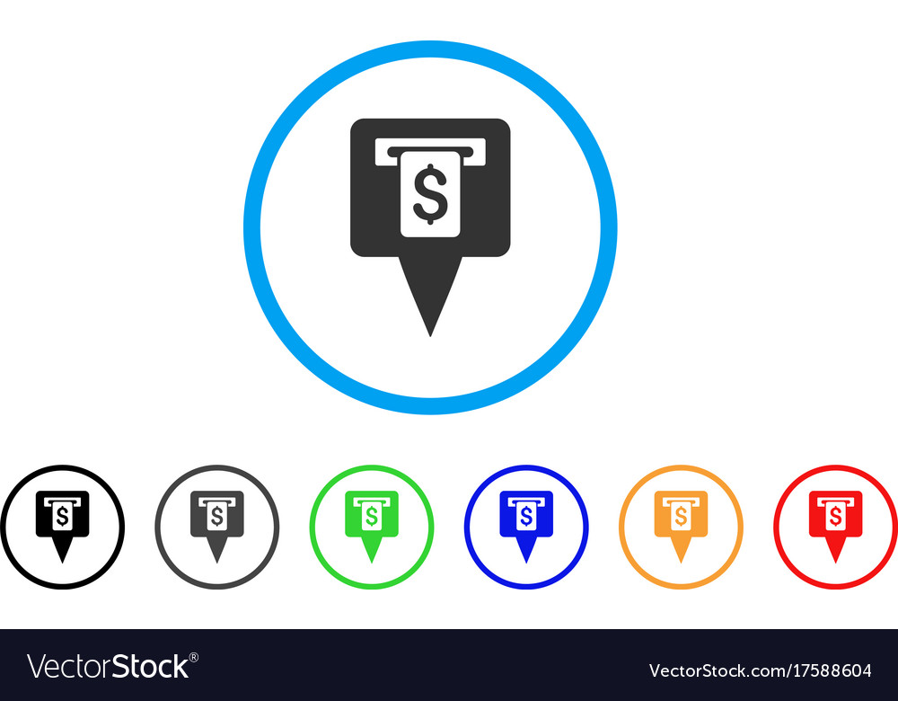 Cash machine map pointer rounded icon
