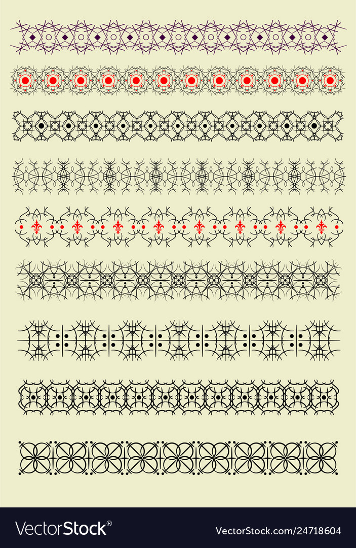 Collection of ornamental rule lines in different