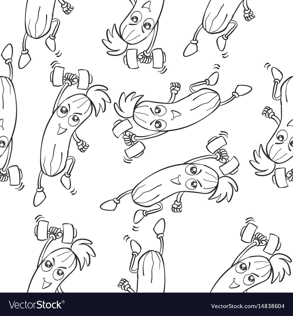 Collection pattern cucumber hand draw