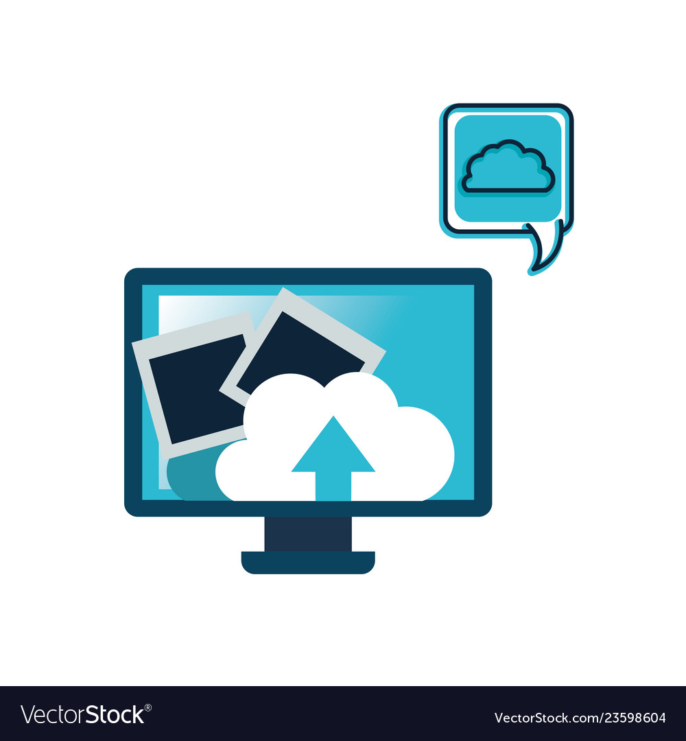 Computer screen with objects isolated icon Vector Image Computer screen with objects isolated icon
