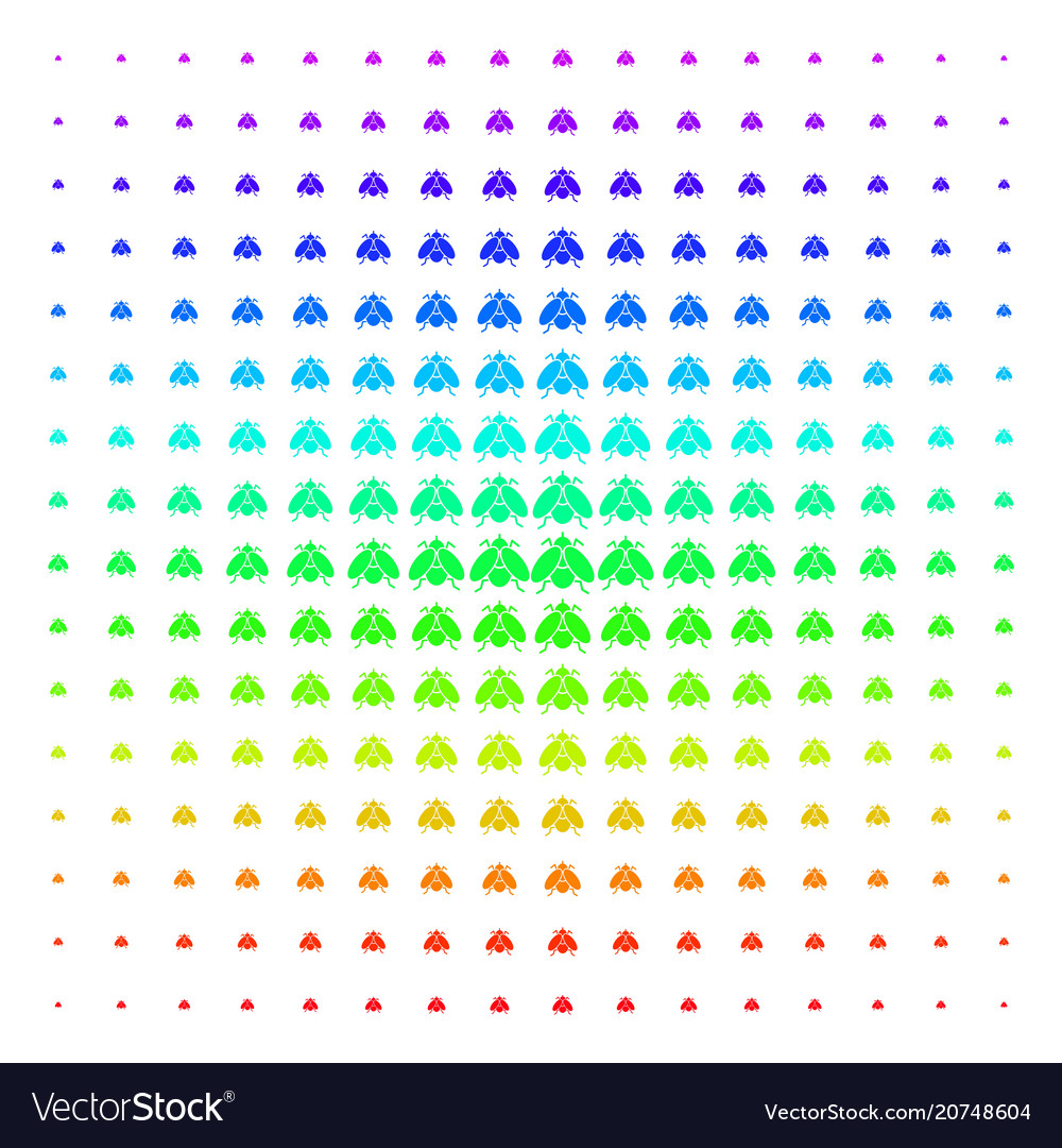 Fly insect shape halftone spectrum pattern