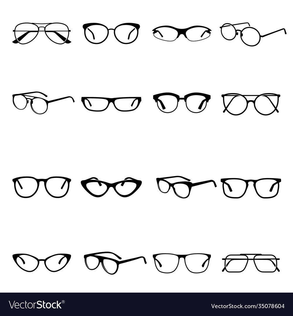 Glasses icon set medical and optical protection Vector Image