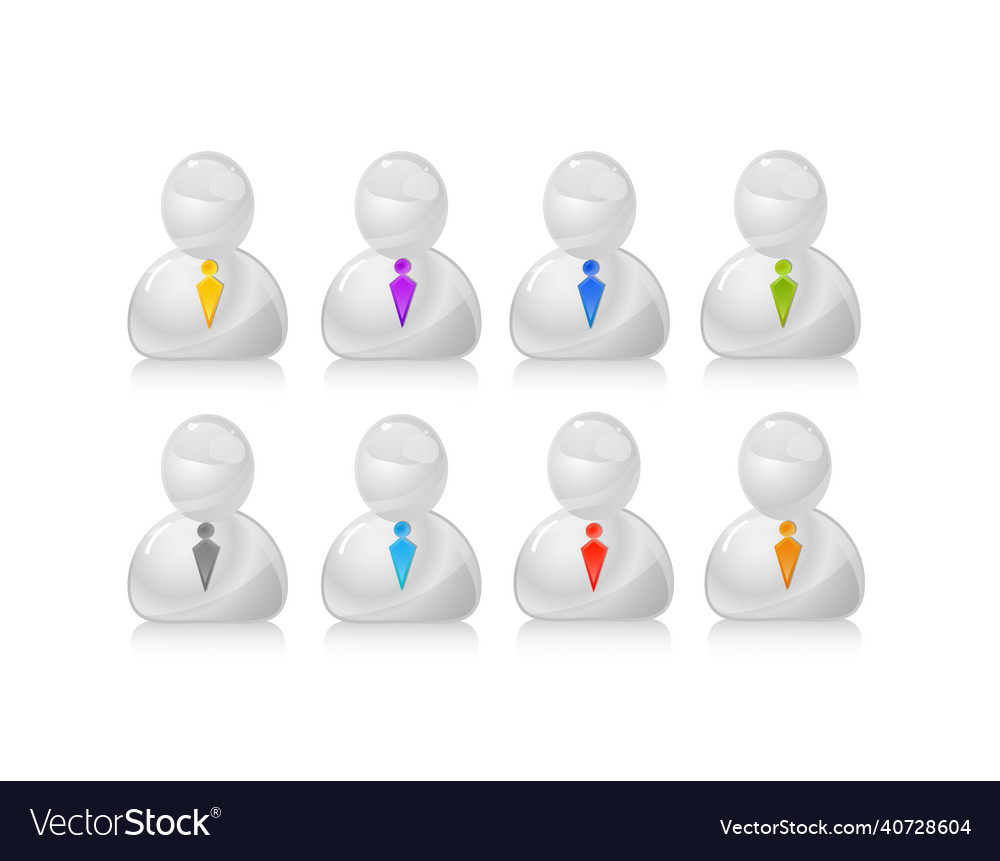 Gray people in ties icon set