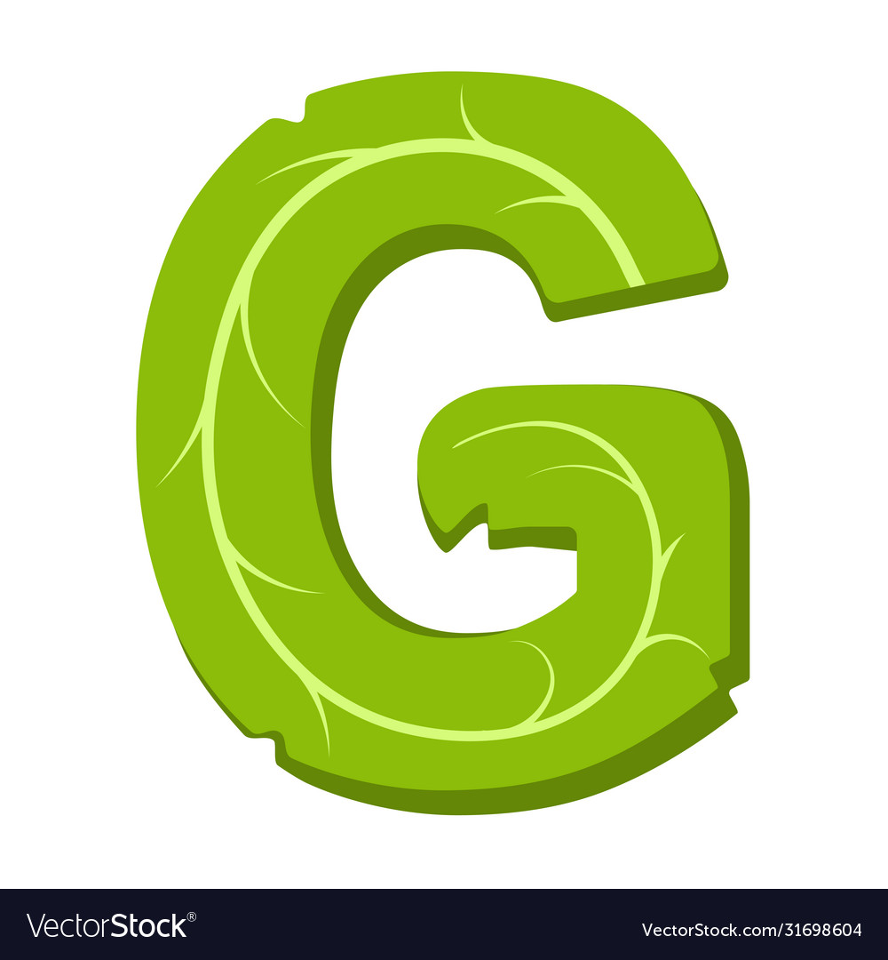 Letter g green leaves summer alphabet Royalty Free Vector