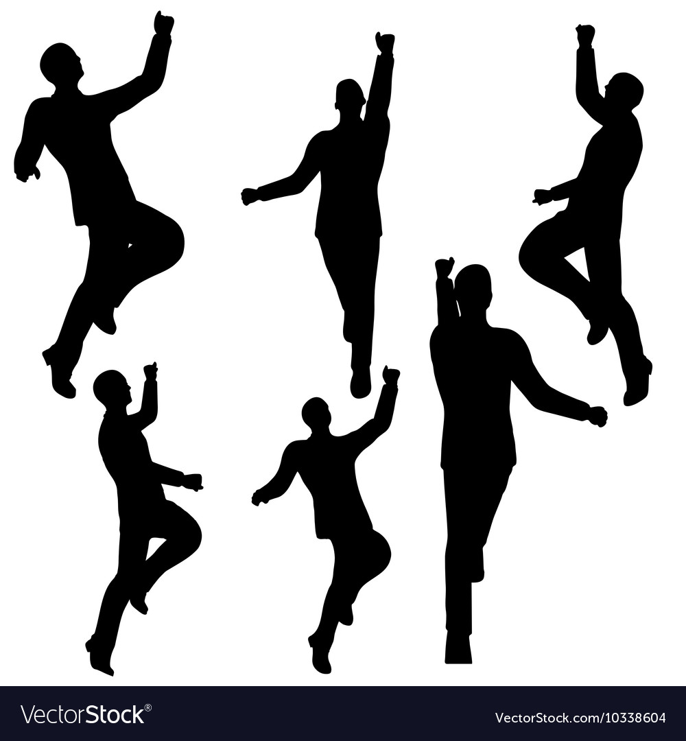 Man silhouette in excited pose