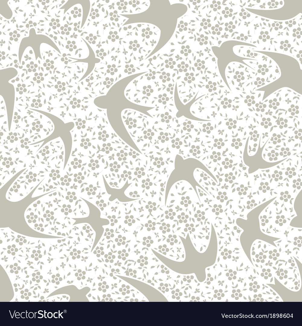 Pattern with swallow and flower
