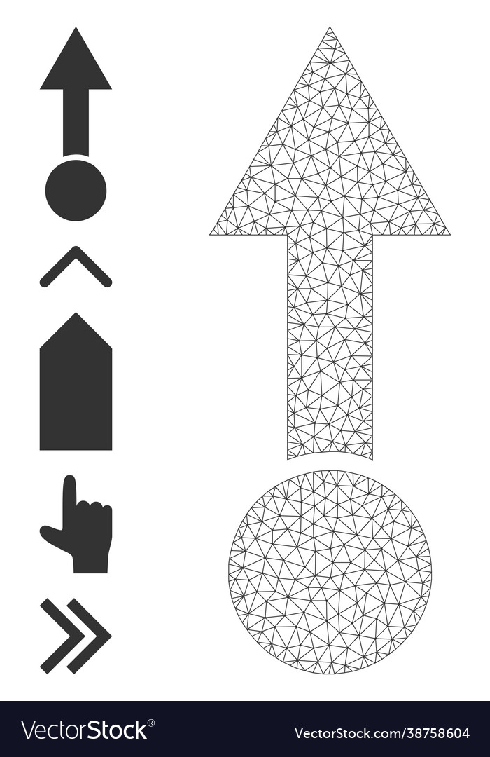 Polygonal net pull up icon with simple pictograms