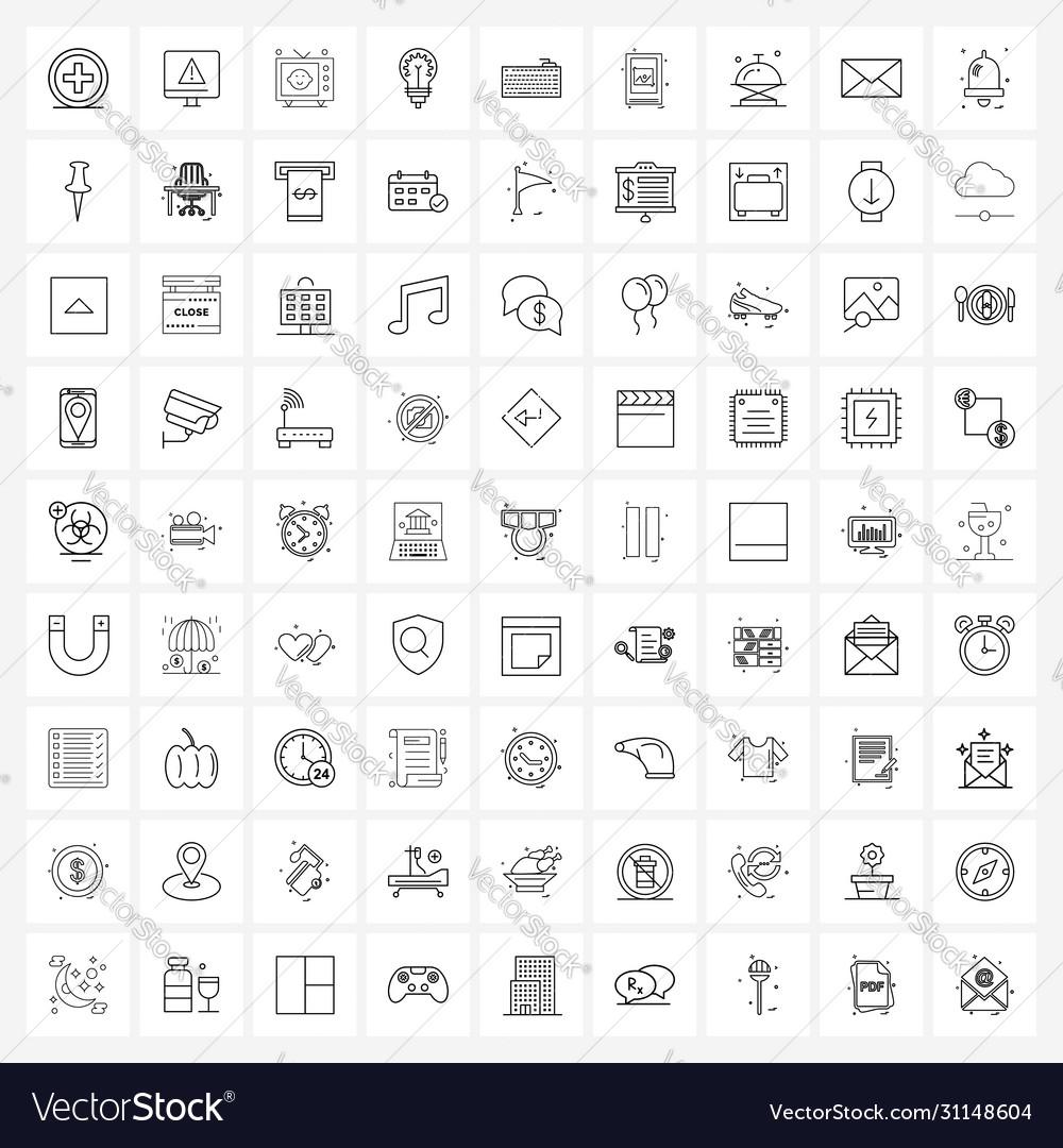 Set 81 line icon signs and symbols computer